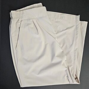 Athleta Women's Brooklynn Wide Leg Crop Pant 12 Ivory Cream Poly Spandex Stretch